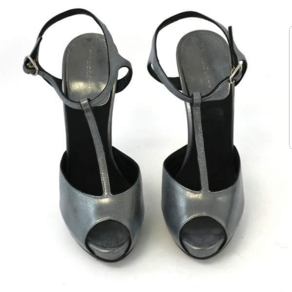 Donna Karan platform T strap heels